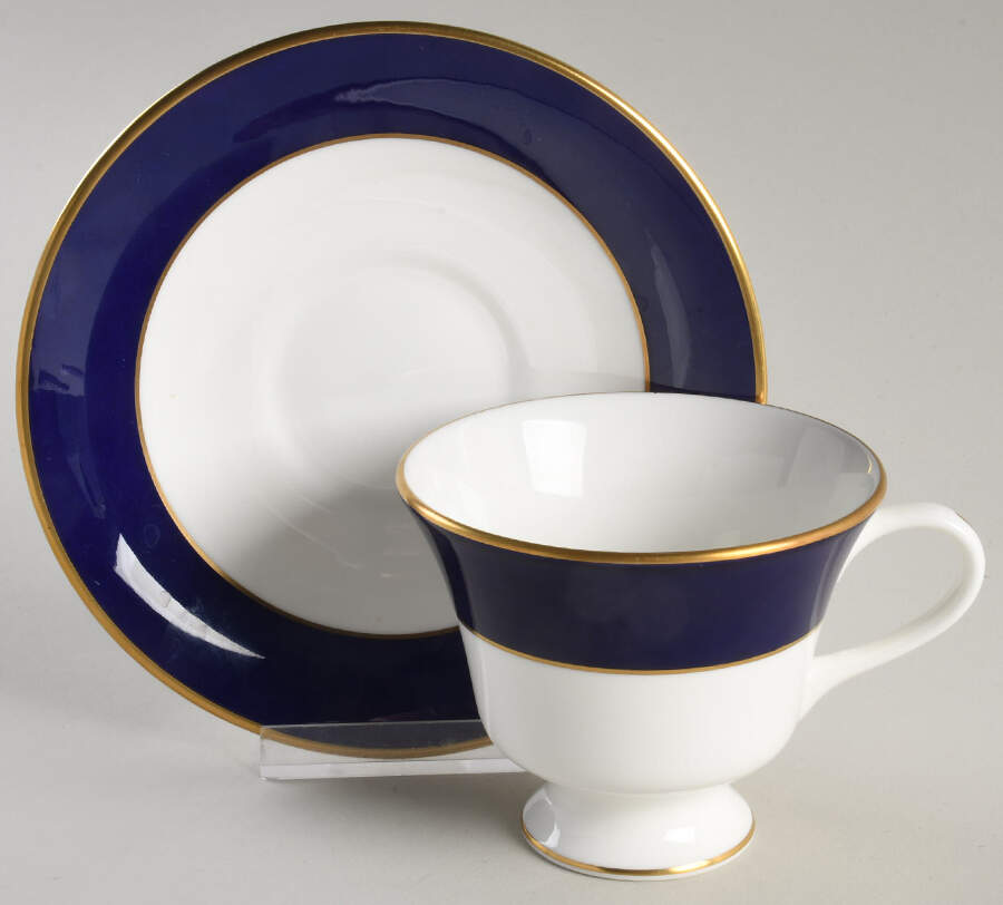 Majestic Blue Footed Cup & Saucer Set by Coalport-1