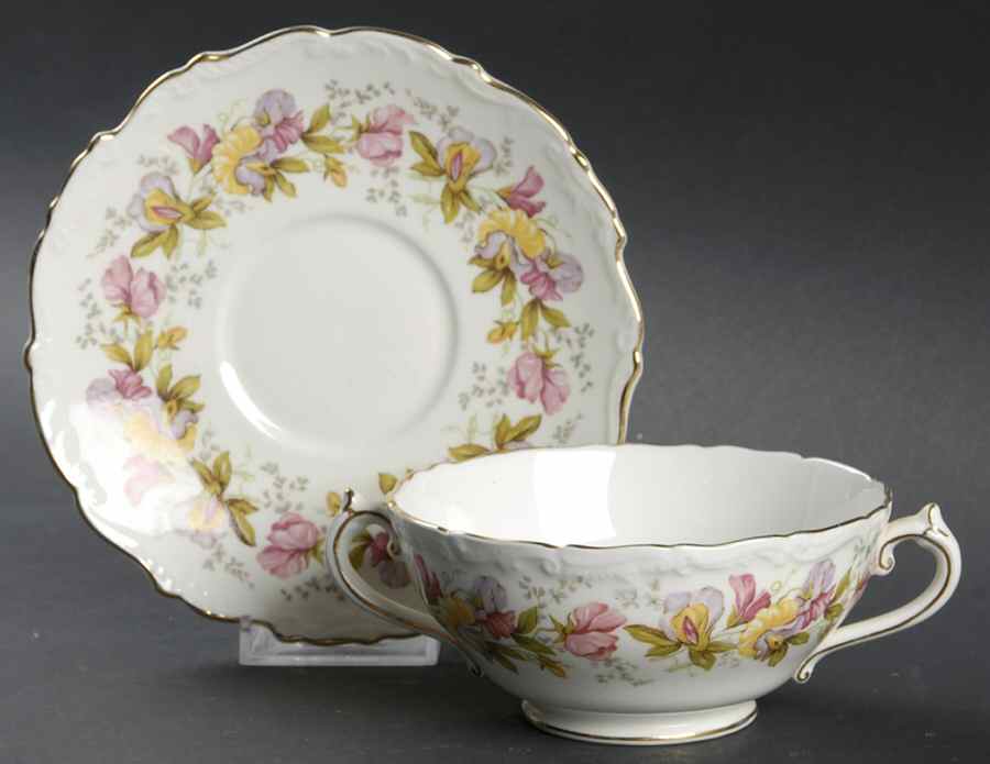 Marilyn Footed Cream Soup Bowl & Saucer Set by Coalport-1