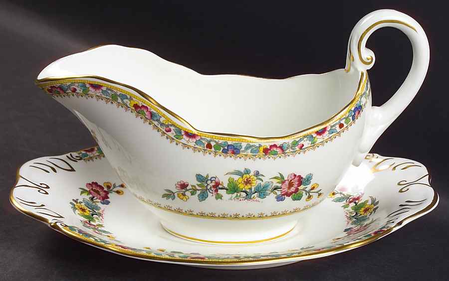 Ming Rose Gravy Boat & Underplate by Coalport-1
