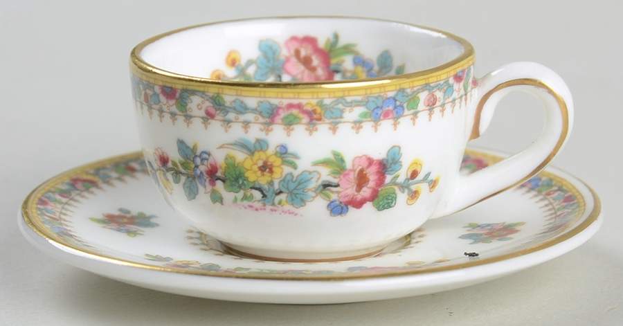 Ming Rose Miniature Cup & Saucer Set by Coalport-1