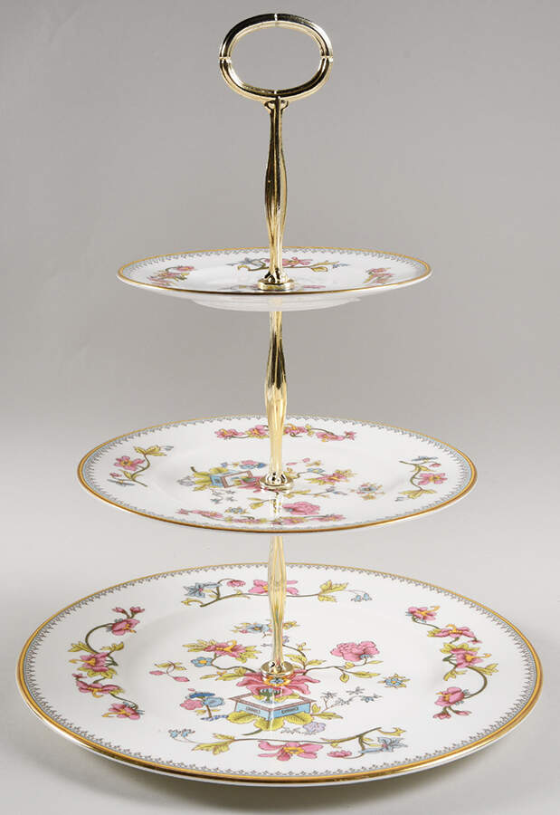Persian Flower 13 7/8"-14 1/4" 3-Tiered Serving Tray(DP,SP,BB) HC by Coalport-1