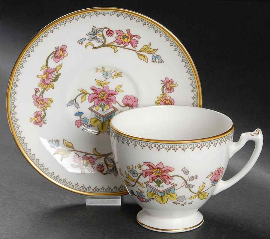 Persian Flower Footed Cup & Saucer Set by Coalport-1