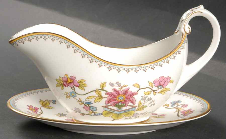 Persian Flower Gravy Boat & Underplate by Coalport-1