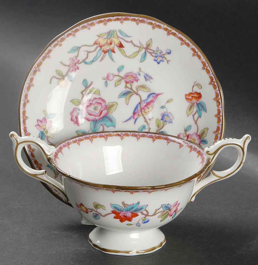 Pembroke (Scalloped Edge) Footed Bouillon Cup & Saucer by Coalport-1