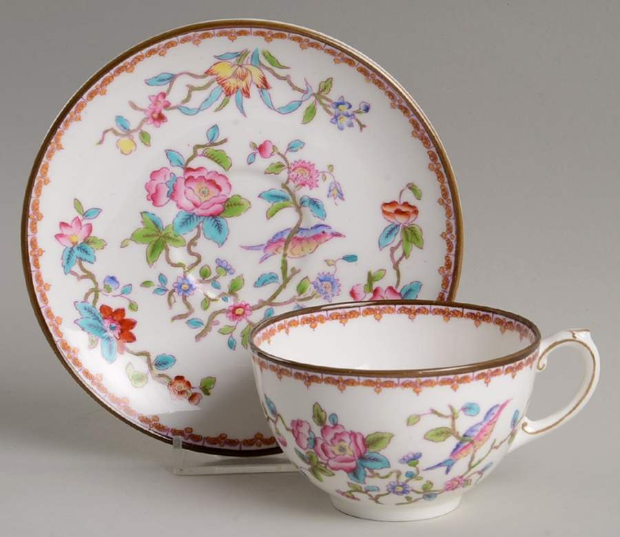 Pembroke (Smooth Edge) Flat Cup & Saucer Set by Coalport-1