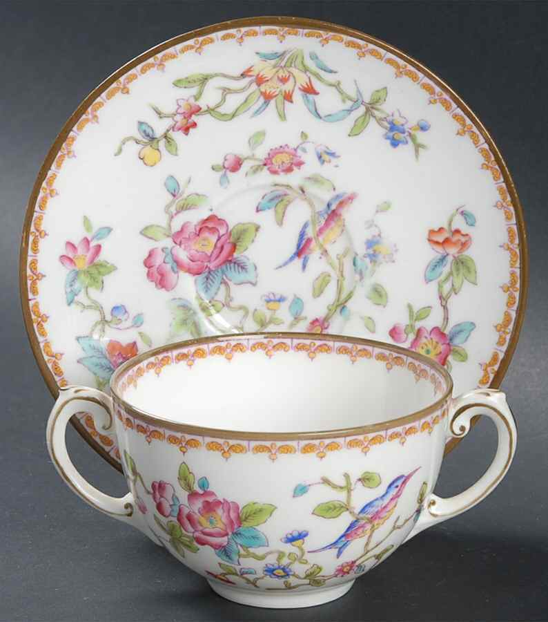 Pembroke (Smooth Edge) Flat Bouillon Cup & Saucer by Coalport-1