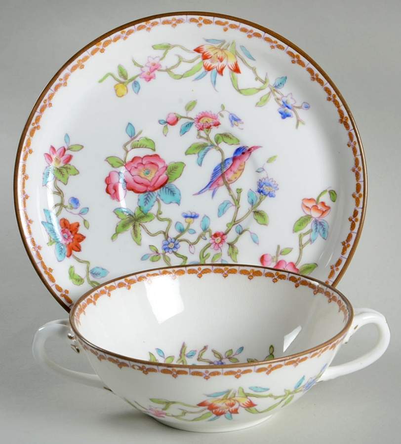 Pembroke (Smooth Edge) Flat Cream Soup Bowl & Saucer Set by Coalport-1