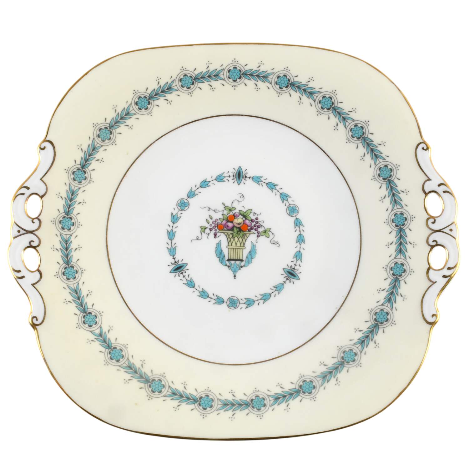 Queen Elizabeth Ivory Square Handled Cake Plate by Coalport-1