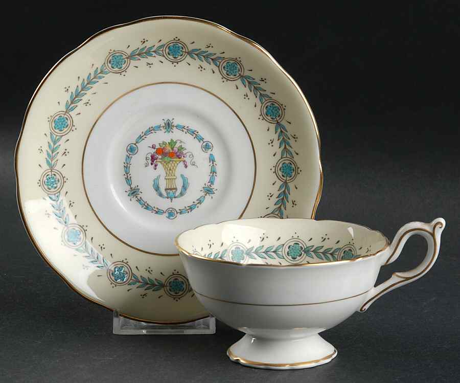 Queen Elizabeth Ivory Footed Cup & Saucer Set by Coalport-1