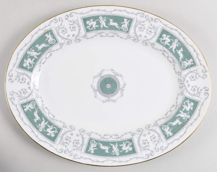 Revelry Green (Smooth) 13" Oval Serving Platter by Coalport-1
