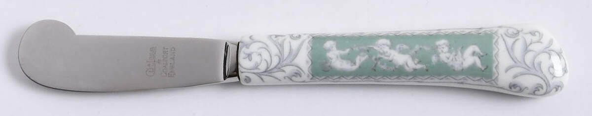 Revelry Green (Smooth) Hollow Handle Butter Spreader by Coalport-1
