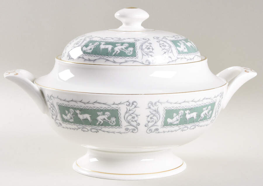 Revelry Green (Smooth) Round Covered Vegetable by Coalport-1