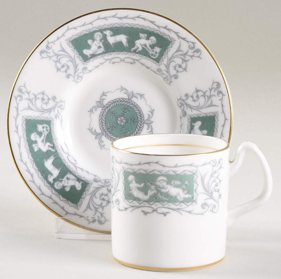 Revelry Green (Smooth) Flat Demitasse Cup & Saucer Set by Coalport-1