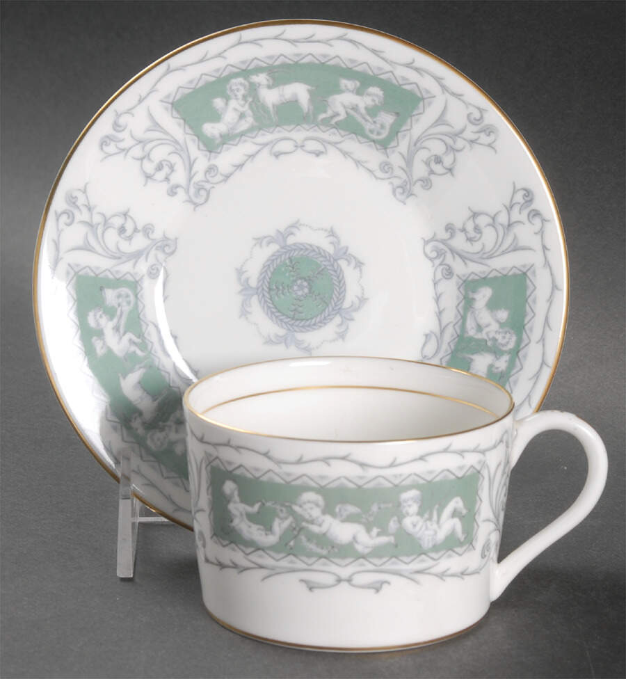 Revelry Green (Smooth) Flat Cup & Saucer Set by Coalport-1
