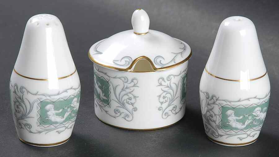 Revelry Green (Smooth) Cased Individual Condiment Set by Coalport-1