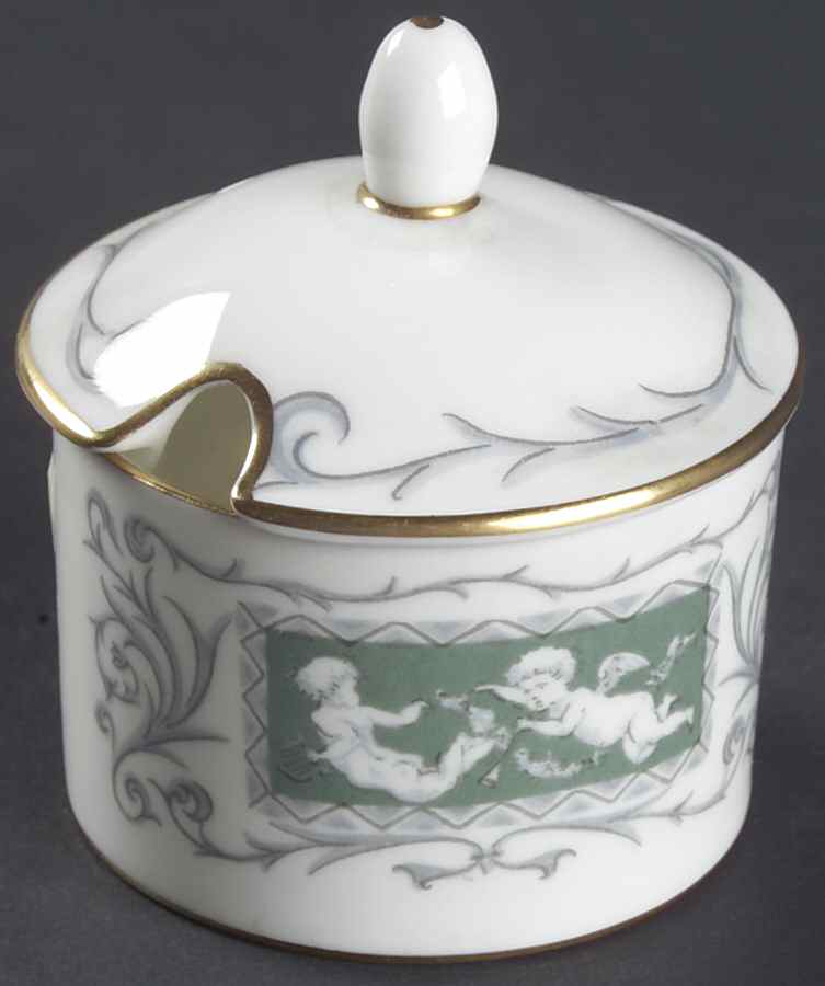 Revelry Green (Smooth) Mustard Jar & Lid by Coalport-1