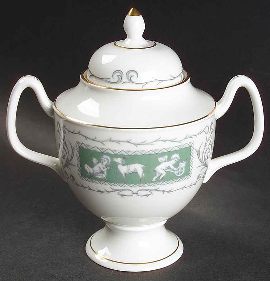 Revelry Green (Smooth) Sugar Bowl & Lid by Coalport-1