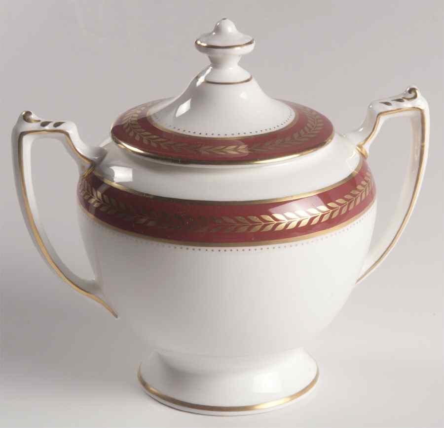 Red Wheat Sugar Bowl & Lid by Coalport-1