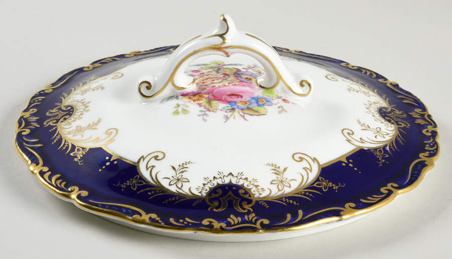 Sandringham Cobalt Blue (Floral, Gold Trim) Lid for Round Vegetable by Coalport-1
