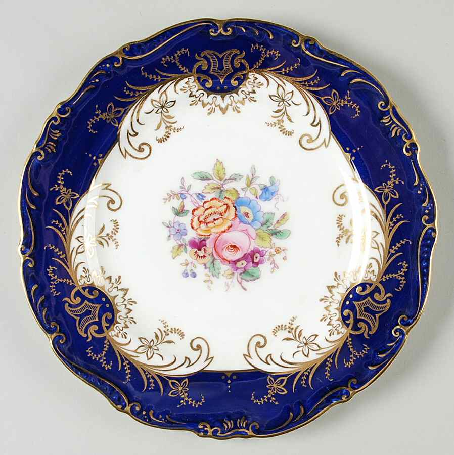 Sandringham Cobalt Blue (Floral, Gold Trim) Luncheon Plate by Coalport-1
