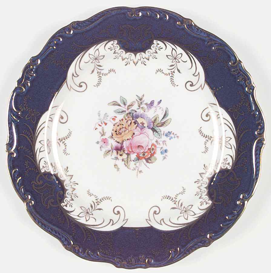 Sandringham Cobalt Blue (Floral, Gold Trim) Dinner Plate by Coalport-1