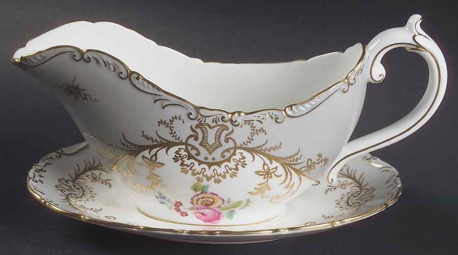 Sandringham Gray Gravy Boat & Underplate by Coalport-1