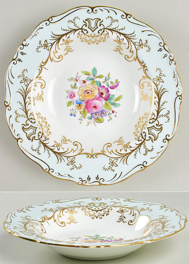 Sandringham Light Blue (Gold Trim) Rim Soup Bowl by Coalport-1