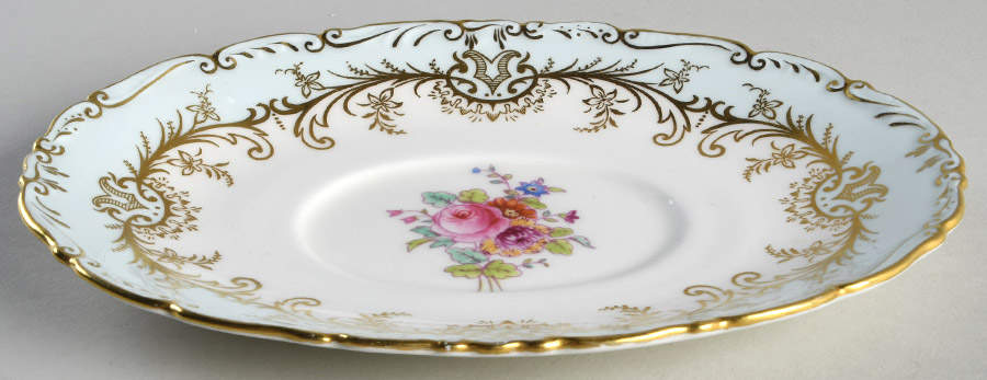 Sandringham Light Blue (Gold Trim) Underplate for Gravy Boat by Coalport-1