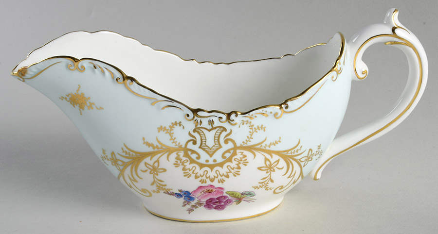 Sandringham Light Blue (Gold Trim) Gravy Boat by Coalport-1