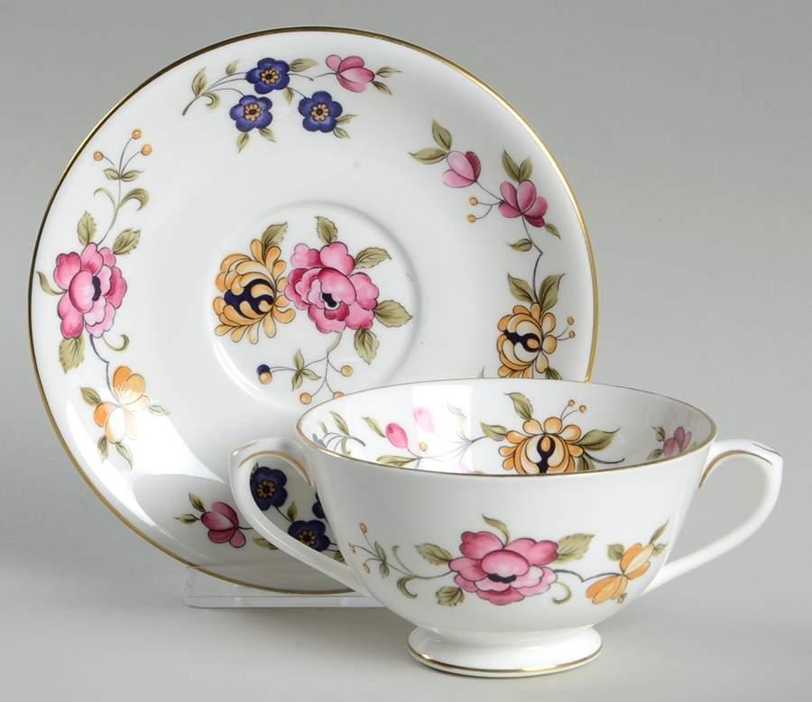 San Remo Footed Cream Soup Bowl & Saucer Set by Coalport-1