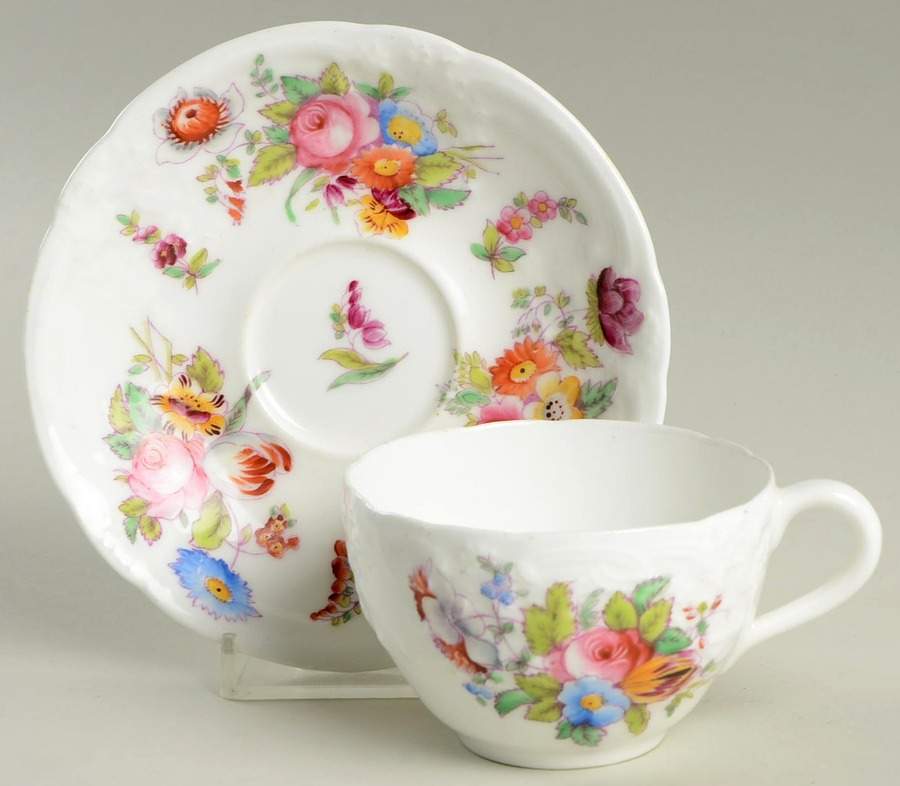 Sevres Group (Embossed, No Trim) Flat Cup & Saucer Set by Coalport-1