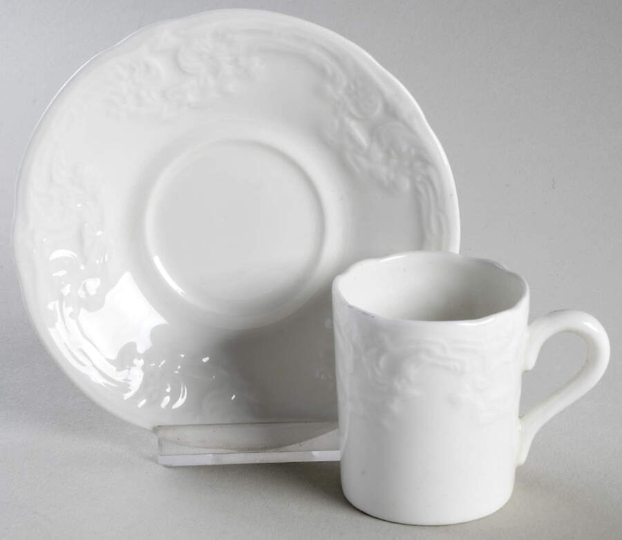 Sevres White Flat Demitasse Cup & Saucer Set by Coalport-1