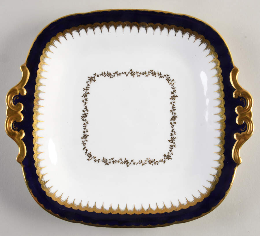 Spearpoint Cobalt Square Handled Cake Plate by Coalport-1