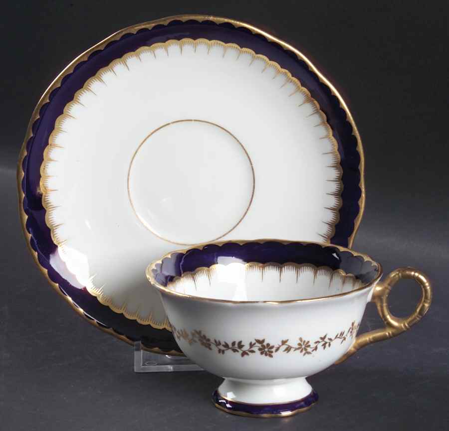 Spearpoint Cobalt Footed Cup & Saucer Set by Coalport-1