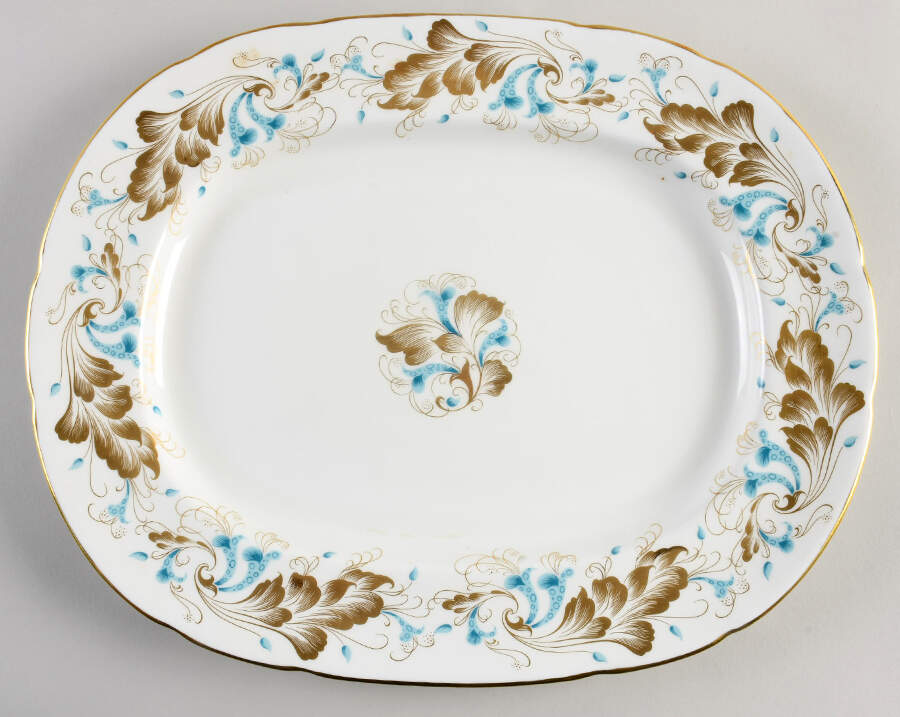Strange Orchid (White Background) 15" Oval Serving Platter by Coalport-1