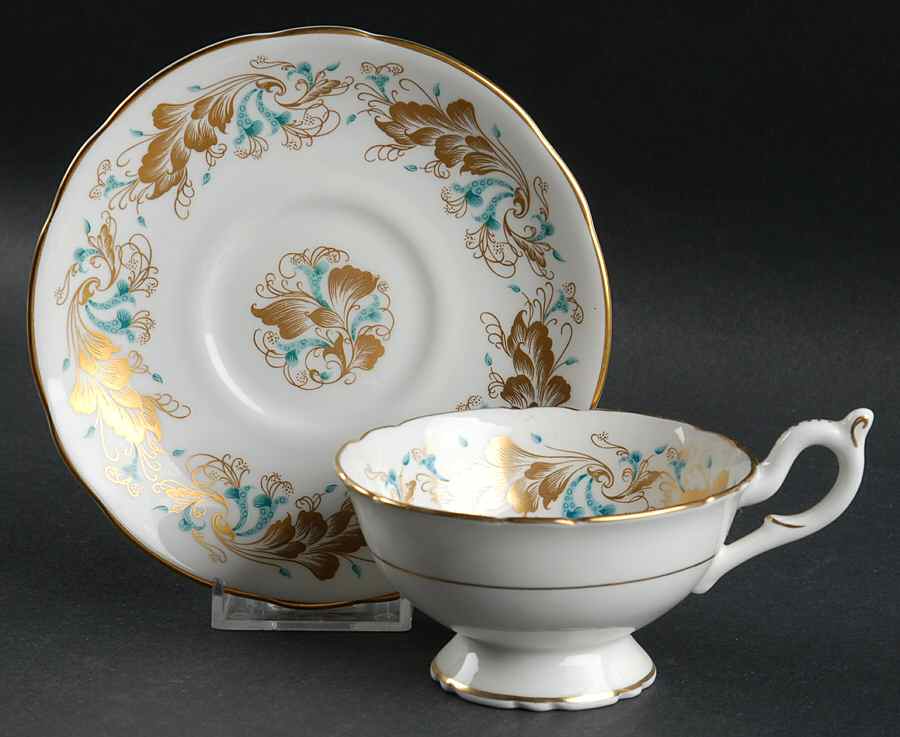 Strange Orchid (White Background) Footed Cup & Saucer Set by Coalport-1