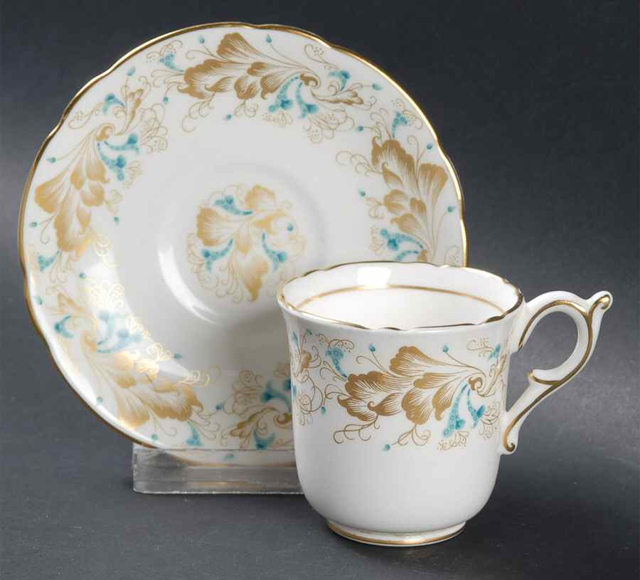Strange Orchid (White Background) Flat Demitasse Cup & Saucer Set by Coalport-1
