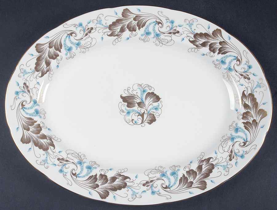 Strange Orchid (White Background) 15" Oval Serving Platter by Coalport-1