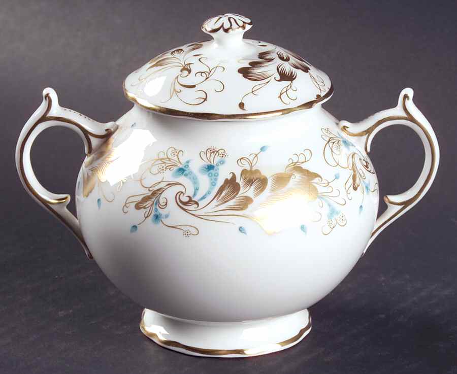 Strange Orchid (White Background) Sugar Bowl & Lid by Coalport-1