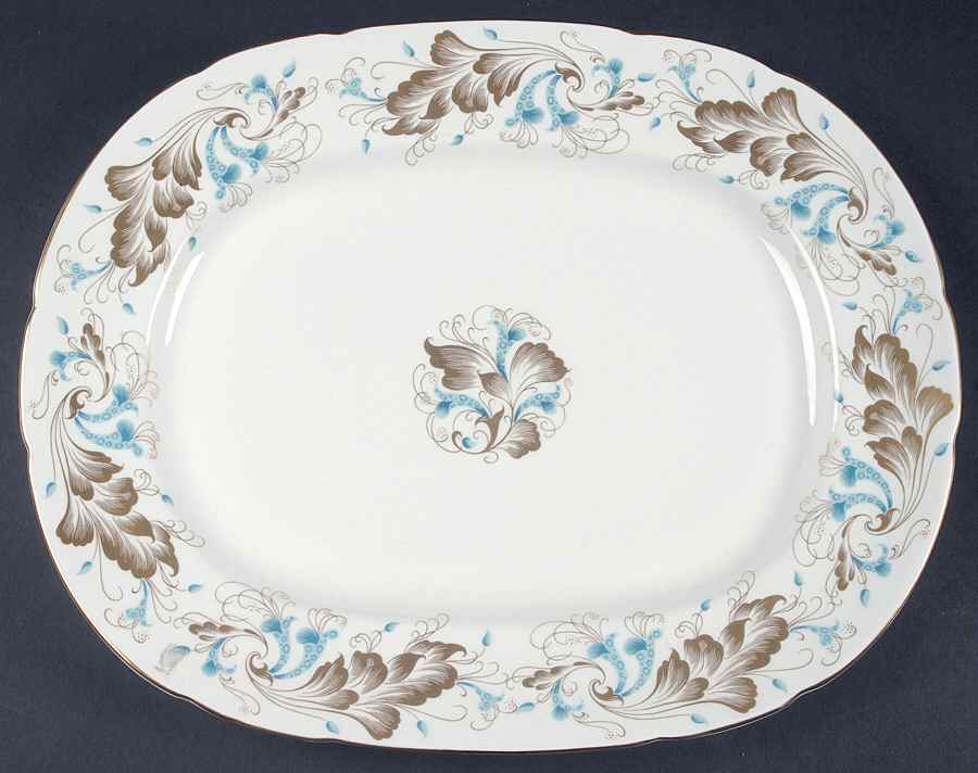 Strange Orchid (White Background) 14" Oval Serving Platter by Coalport-1