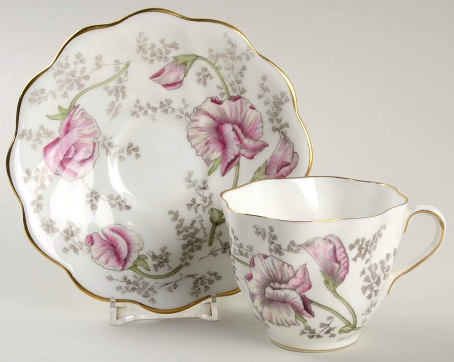 Sweet Pea Flat Cup & Saucer Set by Coalport-1