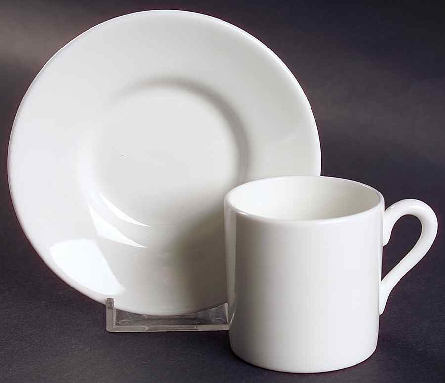 Tiffany White Flat Demitasse Cup & Saucer Set by Coalport-1