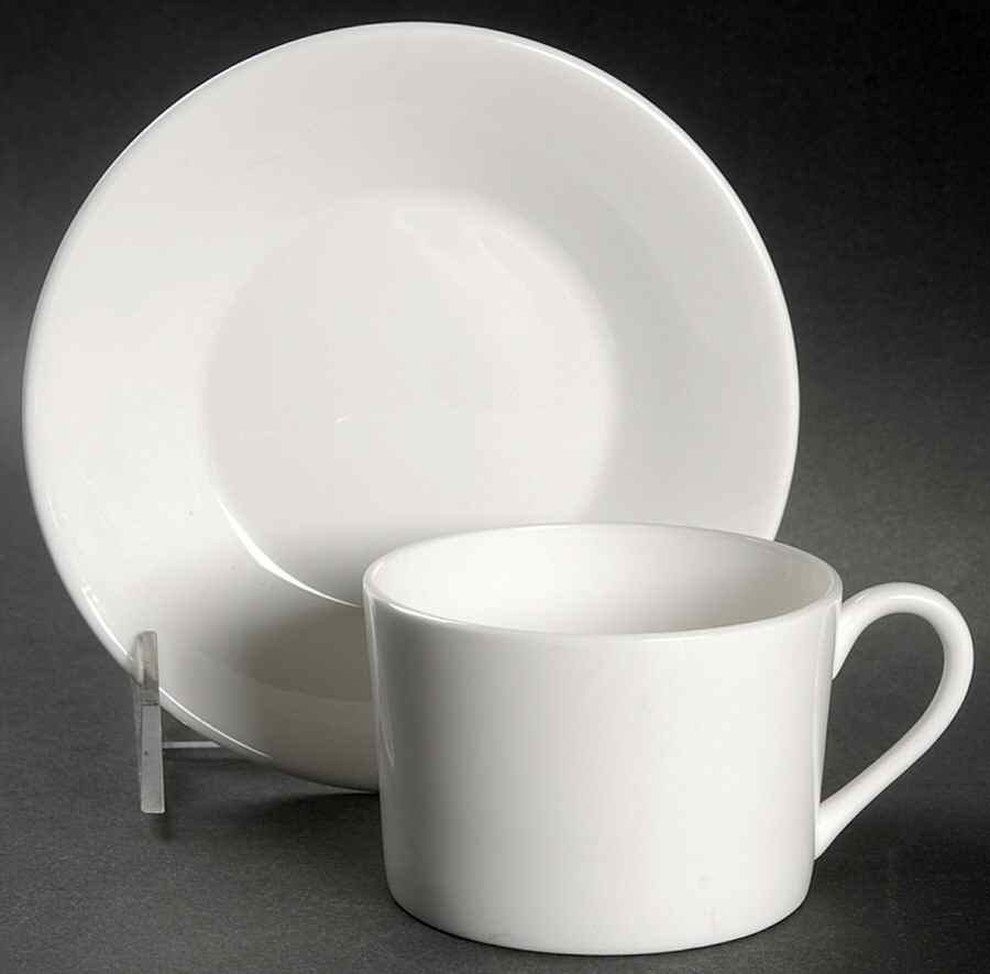 Tiffany White Flat Cup & Saucer Set by Coalport-1
