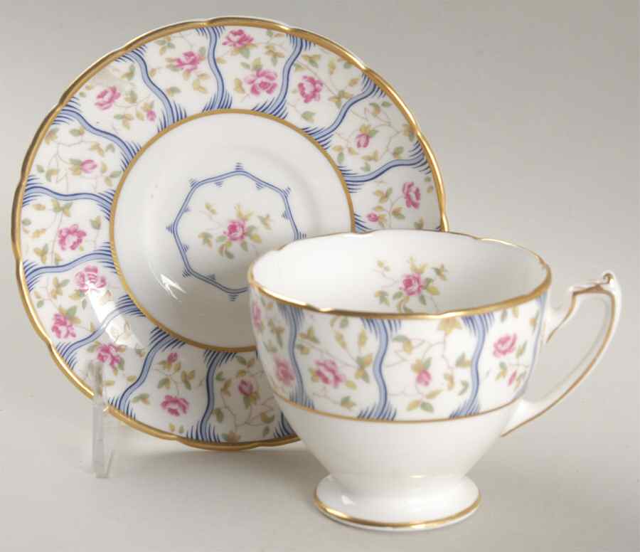 Trellis Rose Footed Cup & Saucer Set by Coalport-1