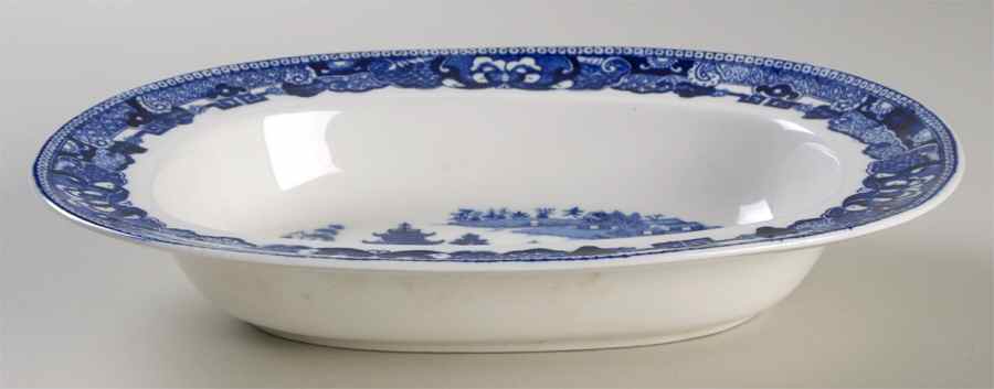 The Willow Blue (Newer, Bone) 9" Oval Vegetable Bowl by Coalport-1