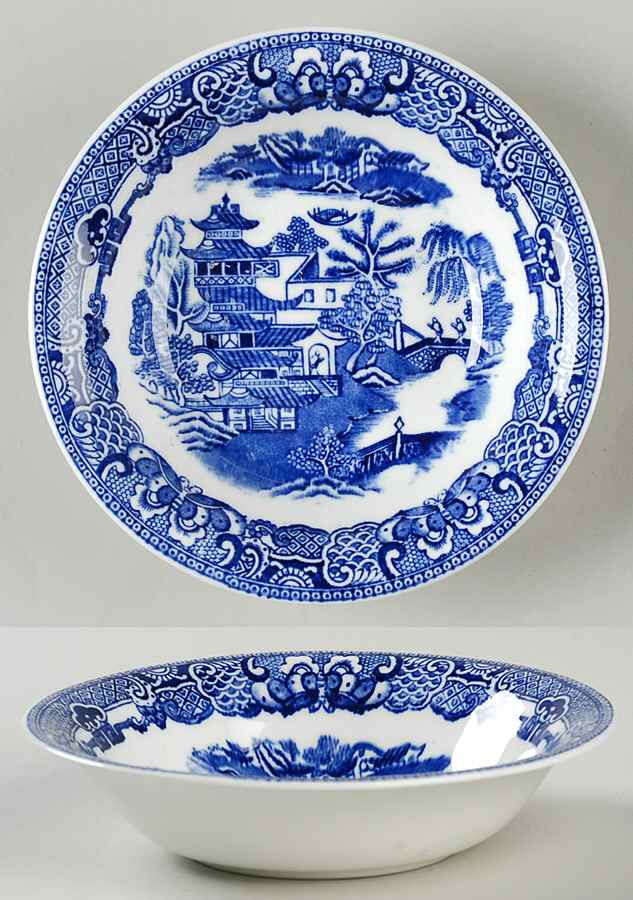The Willow Blue (Newer, Bone) Coupe Cereal Bowl by Coalport-1