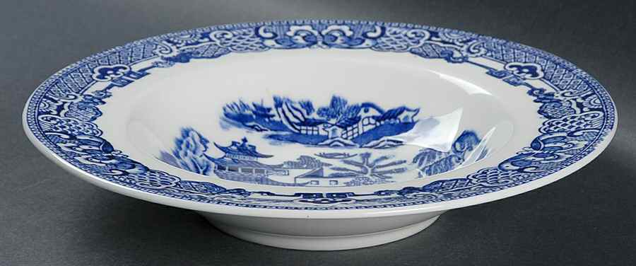 The Willow Blue (Newer, Bone) Rim Soup Bowl by Coalport-1