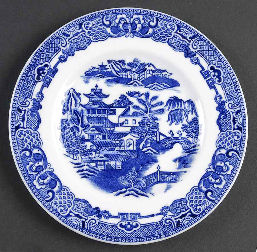 The Willow Blue (Newer, Bone) Bread & Butter Plate by Coalport-1