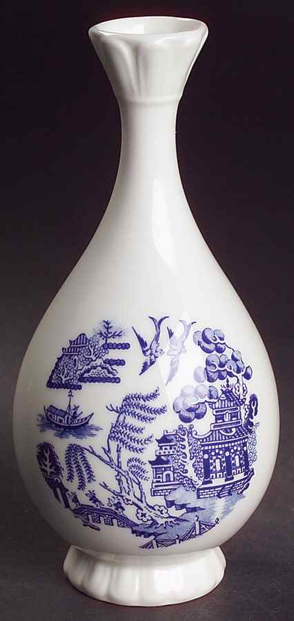 The Willow Blue (Newer, Bone) 6" Bud Vase by Coalport-1
