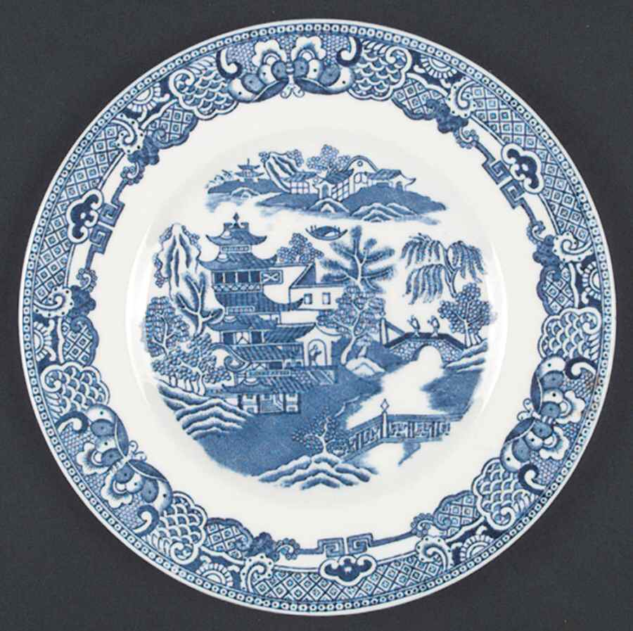 The Willow Blue (Newer, Bone) Luncheon Plate by Coalport-1